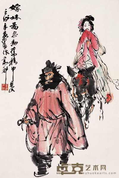 黄胄 1982年作 钟馗嫁妹图 立轴 68×45cm